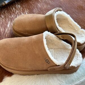 UGG Tan Suede Mules with Cream Lining